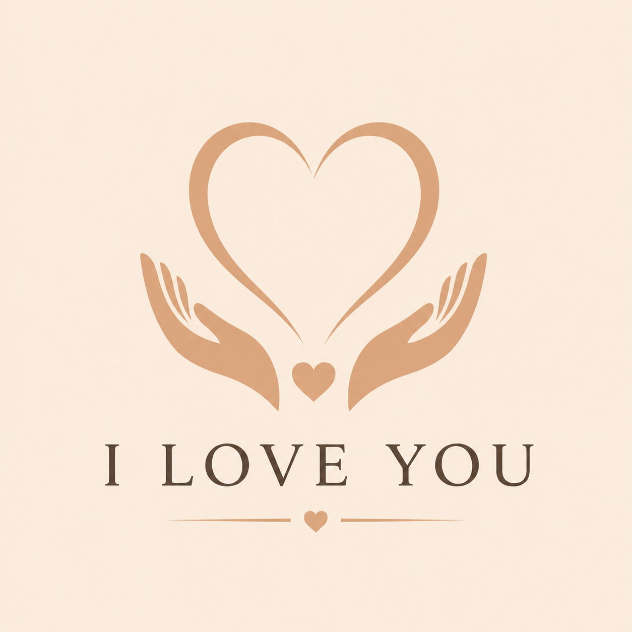 An illustration of two hands cupping a heart above the words 'I love you'.